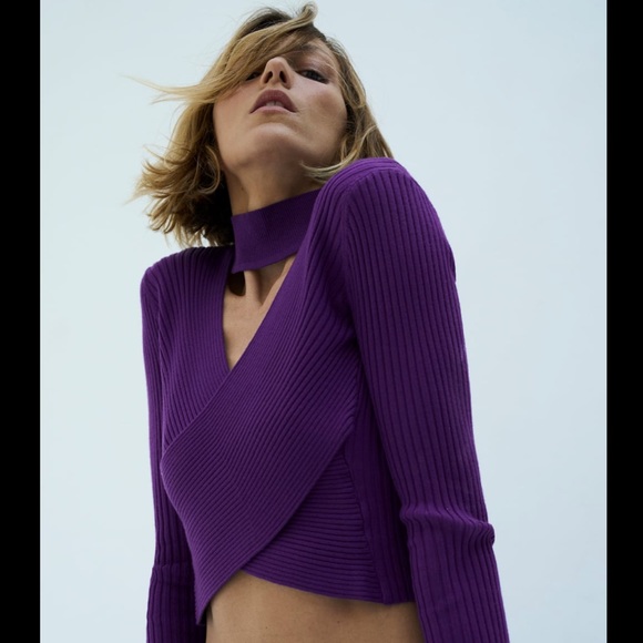 Zara Sweaters Zara Purple Cut Out Knit Sweater Poshmark